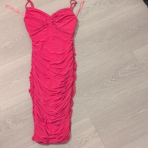 Streetwear Society Hot Pink Ruched Bodycon Dress
